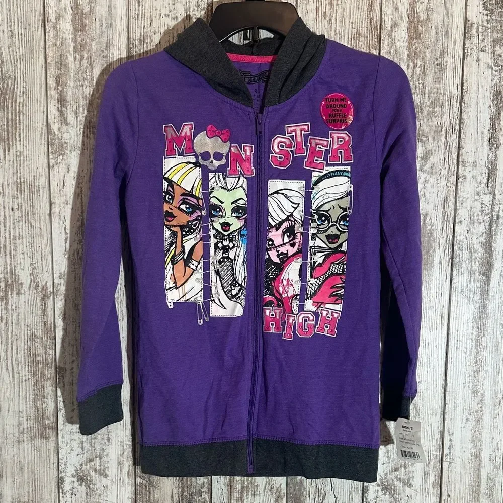 Monster High Girls Zip Up Hooded Sweat Jacket Y2K Hoodie NEW Size XL